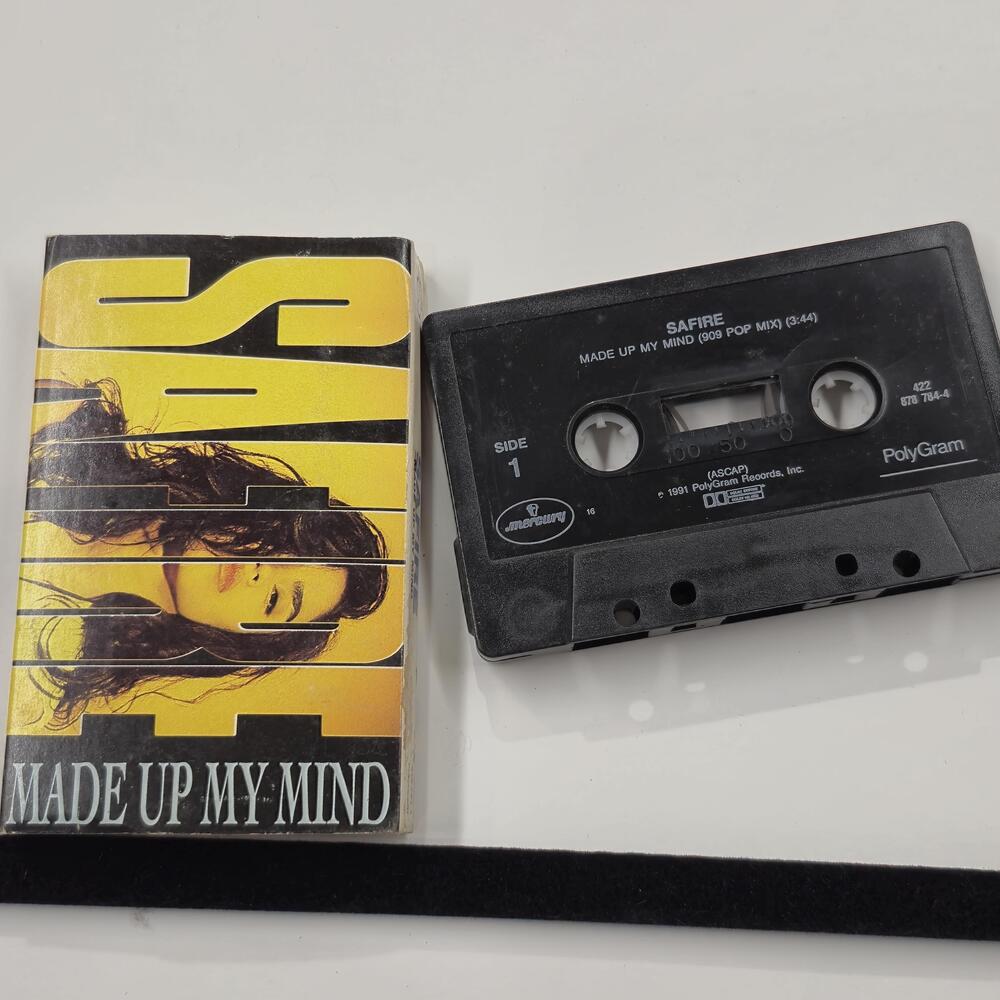 Vintage Safire Cassette Single Made Up My Mind 1991 Mercury PolyGram 909 Mix